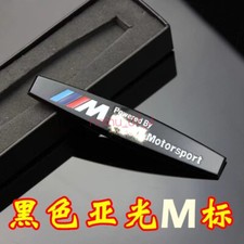 2pcs Bmw M Powered By Matte Black Fender Metal Emblem Badge Sticker Logo