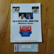 1984 USA OLYMPIANS vs BRUINS 3-18-83 Program w Ticket BOBBY ORR vs MIKE ERUZIONE