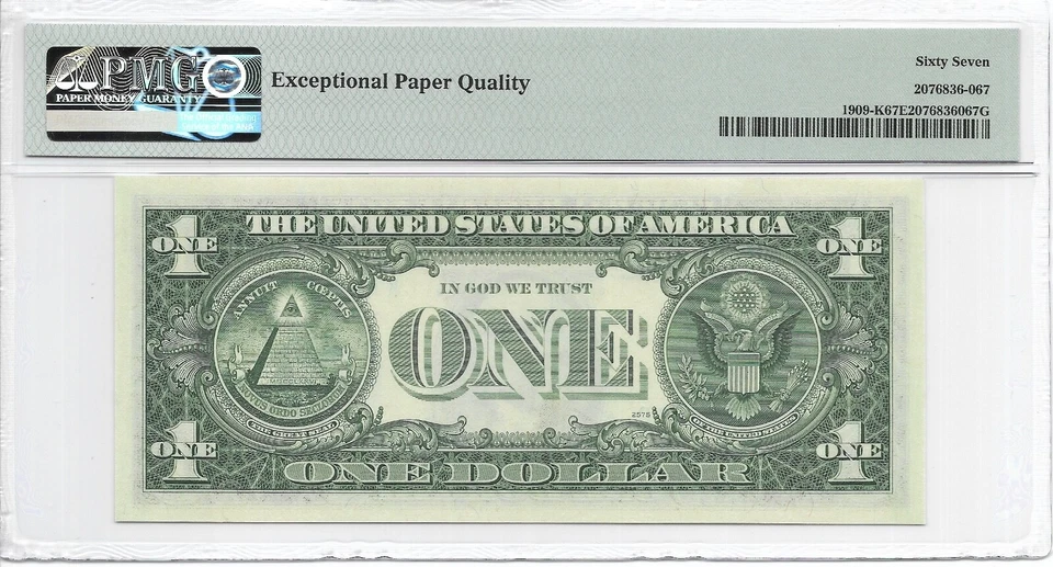 1977 $1 DALLAS FRN. PMG Superb GEM Uncirculated 67 EPQ Banknote. K/C Block - Image 2 of 2