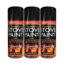 3 x Heat Resistant Matt Black Spray Paint Stove High Temperature BBQ 400ml Can