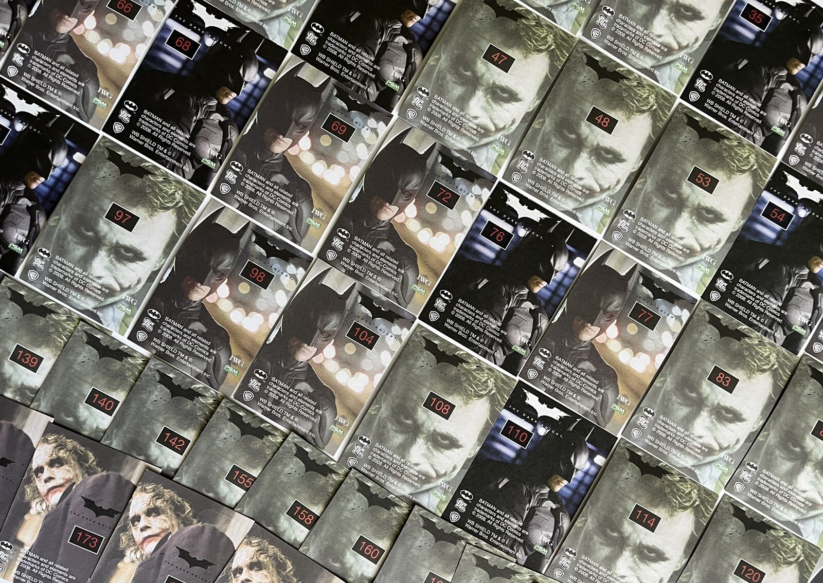 2008 Warner Bros. Dark Knight/Heath Ledger Joker Movie Cards/Stickers62 Total eBay