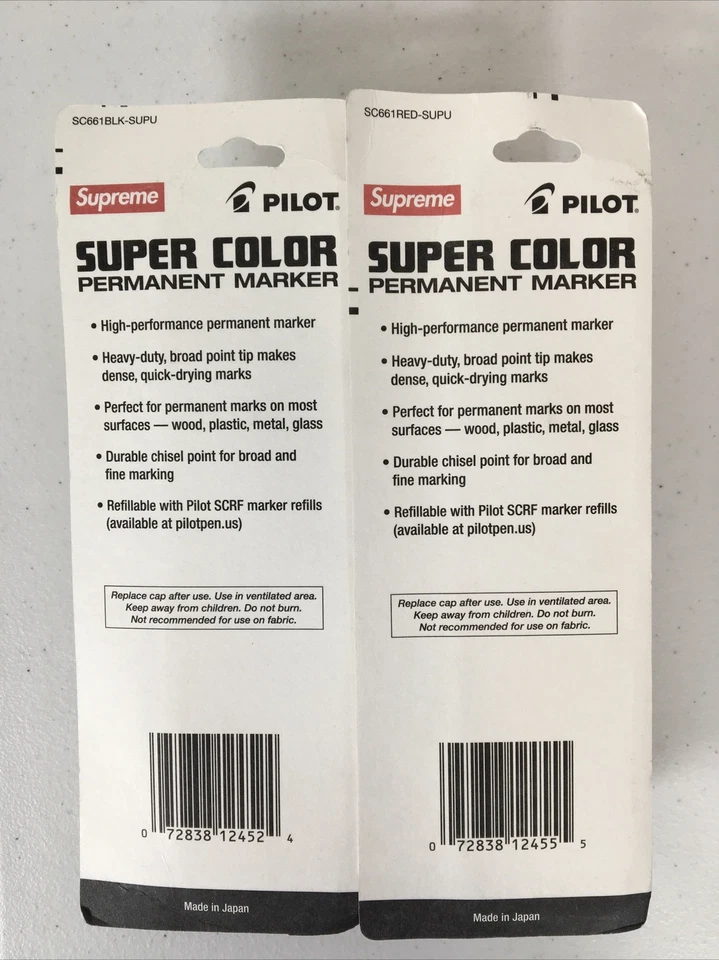 Juego de marcadores permanentes Supreme Pilot 2018 rojo + negro como nuevo Foto 4 de 4