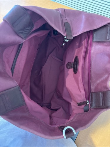 Mulberry Triple Lock Leigh tote - top handle shoulder vintage in purple leather - Picture 6 of 13
