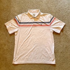 Callaway Opti-Dri Performance Bright White Striped Men's Golf Polo Shirt