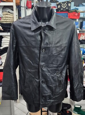 CONBIPEL Used Leather Jacket Men Size 48 Black LLR52