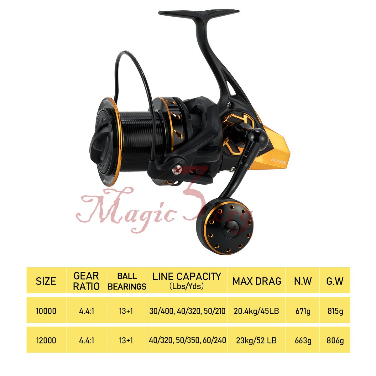 Fishing Spinning Reel 10000/12000 Full Metal 13+1BB Heavy Duty Long Casting Fishing Spinning Reel 10000/12000 Full Metal 13+1BB Heavy Duty Long Casting