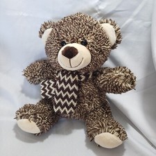 Dan Dee Teddy Bear Fuzzy Brown Cream Plush Toy With Scarf Winter 13 Inch