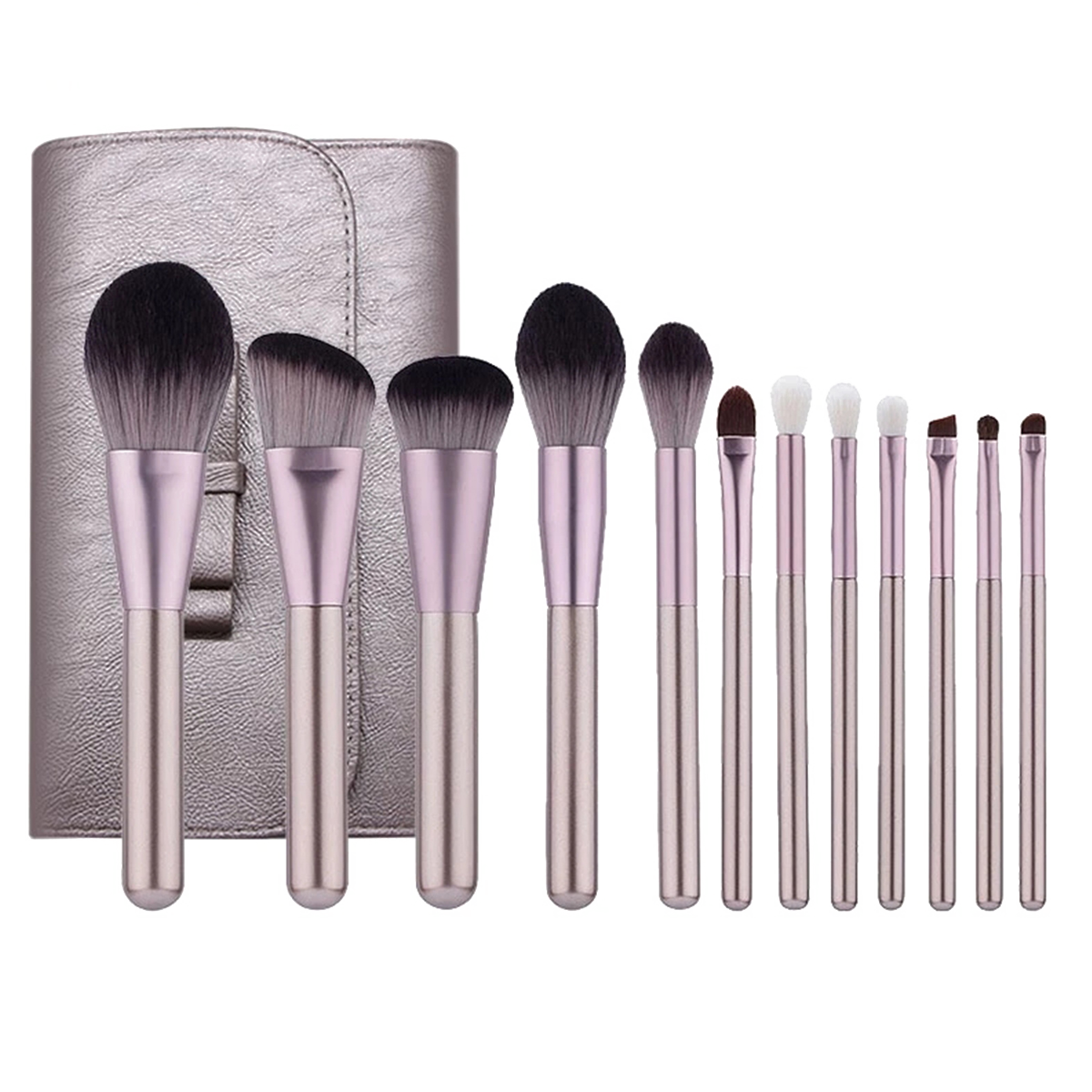 12Pcs Makeup Brushes Face Lip Eyebrows powder brush+Professional makeup Bag