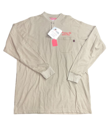 NEW PyroSafe By Antex Beige Henley Flame Resistance FR LS Shirt Size 25 x32 