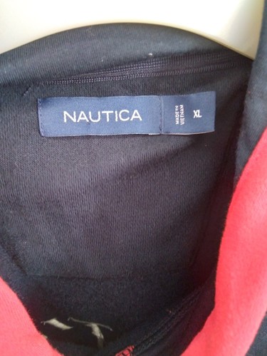 NAUTICA mens XL hoodie embroidered logos Navy colour block Sailing - Picture 3 of 6