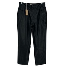 NWT Madewell The Perfect Vintage Straight Jean: Faux Leather Edition Black 28