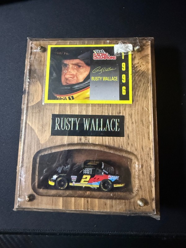 Original Seal Rusty Wallace Card and Car Model Plaque