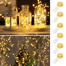 6 Pack Battery Fairy Lights 7ft 20 LED Mini String Lights Warm White Silver Wire