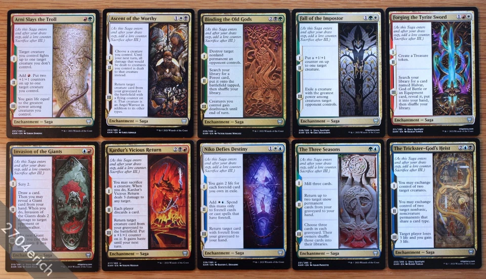Set of 10 Kaldheim Uncommon Saga Cards *NM* (Magic the Gathering MTG Commander) - Image 2 of 4