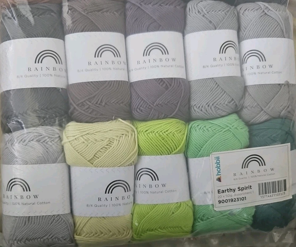 Hobbii Juego de Hilos de Algodón Arco Iris 20 Madejas 8/4 Multicolor Crochet Tejer Lote Foto 4 de 4