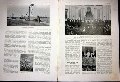 Antique Old Print Parliament Egypt Naval School Brest France 1936 Fishing 20th