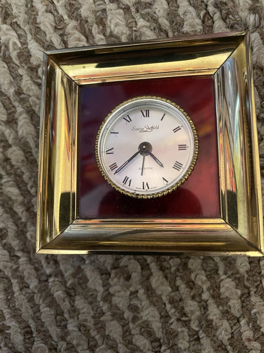 Vintage Swiza Sheffield Swiss Made Ruby-Red 8 Day Clock With Alarm