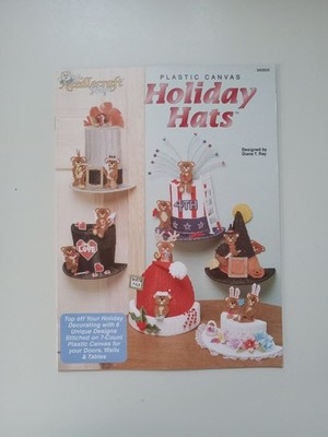 VINTAGE 1994 Needlecraft Shop Plastic Canvas Pattern Book ~HOLIDAY HATS~