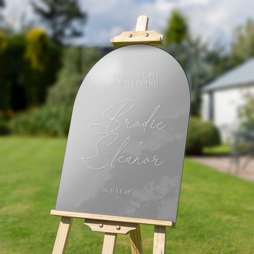 Spiegelbogen Hochzeit Willkommen Schild personalisiert Acryl Eingangsdeko Design 6 - Bild 11 von 12