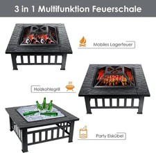 Garden Fire Pit 32" Outdoor Camping Heater Burner Bowl BBQ Grill Stove Brazier