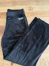 Juicy Couture Velour Pants Black Wide Leg Lounge Sweatpants Rhinestone Logo M