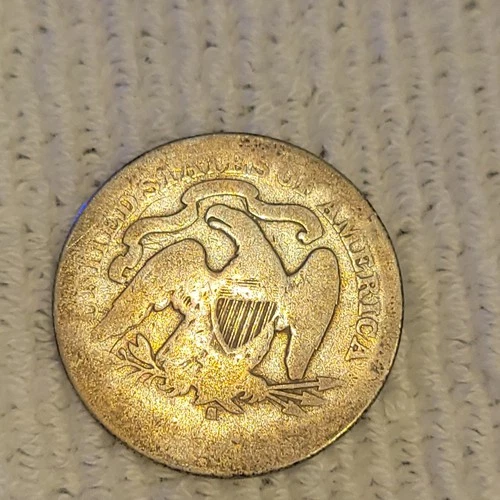 1876 S Seated LIBERTY Quarter.  Gold Toning!!