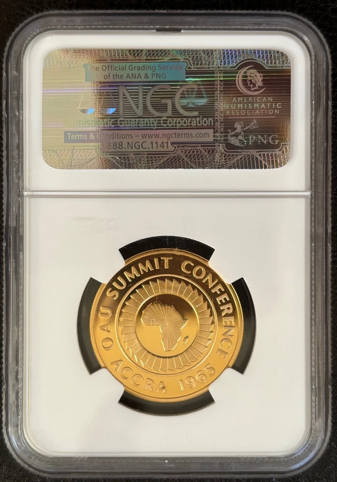 1965 Ghana Gold Coin G2PND OAU Summit NGC PF67 Ultra Cameo (#1019) - Image 2 of 4