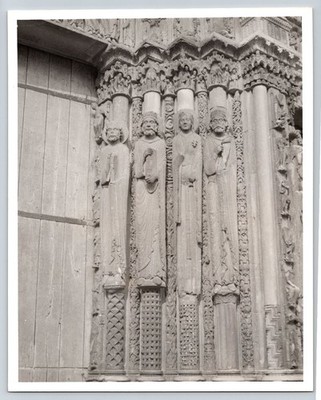 Vintage 8x10 Black & White Gelatin-Silver Photo Gothic Cathedral Sculptures