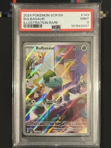 Bulbasaur 143/142 Sv07 Stellar Crown English illustration Rare Holo PSA 9