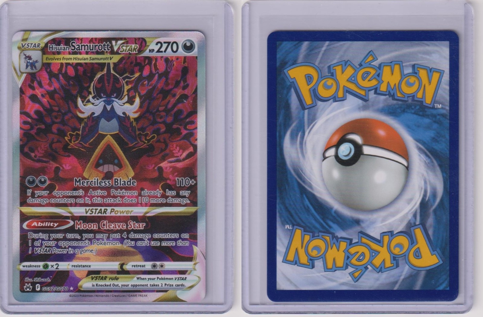 Hisuian Samurott VSTAR GG52/GG70 Holo Crown Zenith Galarian Gallery Pokemon NM