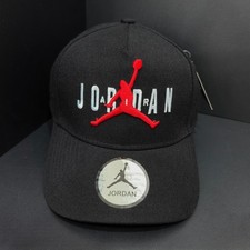 Jordan Black Adjustable Baseball Cap with Jumpman Lettering Embroidered Logo