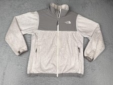The North Face Jacket Girls Large 14/16 Gray White Fleece Full Zip Sherpa Denali