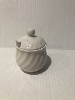 Vtg Sugar Bowl With Spoon And Lid Jast For You