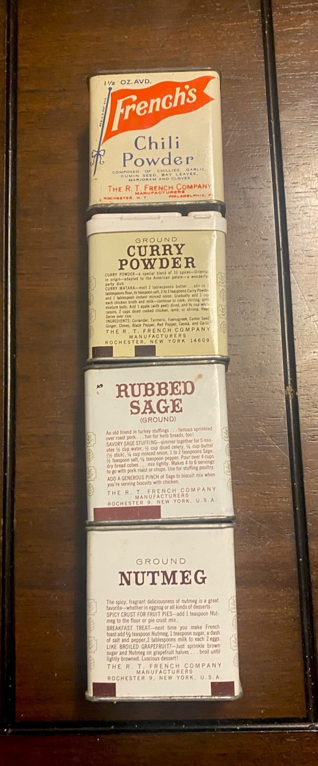 Vintage Lot Of 10 French’s Herb And Spice Tins / Boxes - Some Full