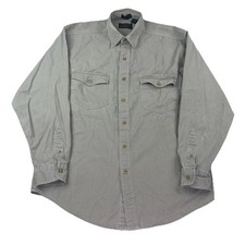 Eddie Bauer Elkhorn Twill Button Down Shirt Mens L Khaki Long Sleeve Vintage