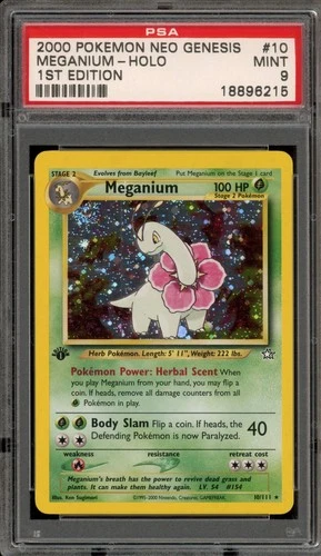 Pokemon Meganium Neo Genesis 1st Edition Holo Rare #10 PSA 9 Mint