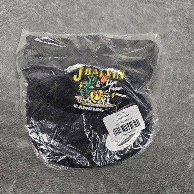 J Balvin Hat Cap Snap Back Black Cancun Tour Embroidered Cactus Face Mens Music