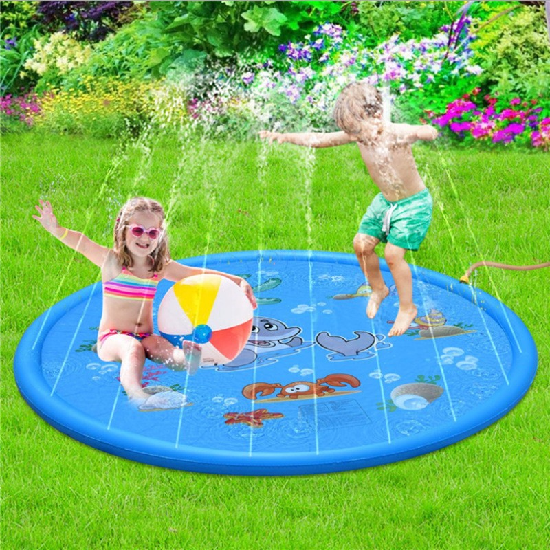 Alfombra grande para salpicaduras con rociador piscina inflable 170 cm agua perros niños jardín