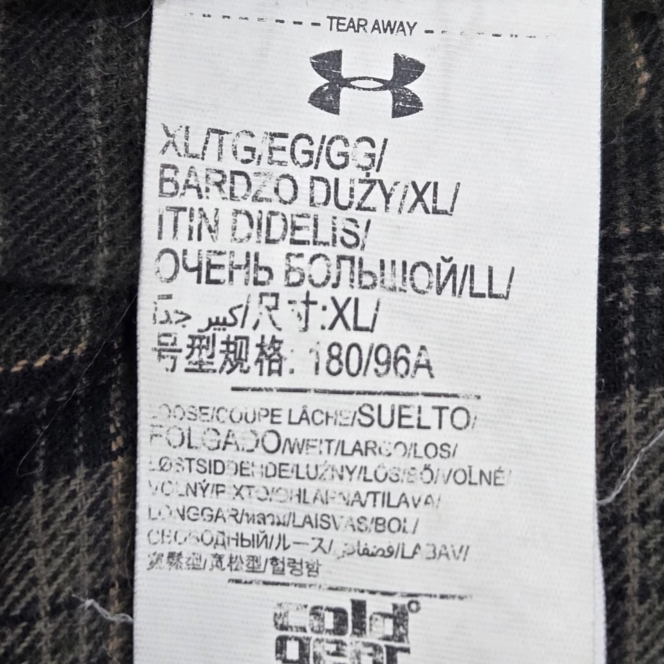 Under Armour Men Button Up Shirt XL Green Plaid Flannel Coldgear Long - Image 3 of 4