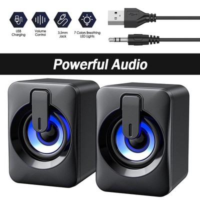 Mini Stereo RGB Lautsprecher für Computer PC Laptop Desktop Bass Boxen USB AUX