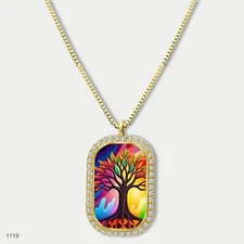 Stunning Tree Of Life Pendant Necklace Chain Graphic Dog Tag Chain Gift Design C