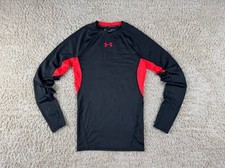 Men  s Under Armour Heatgear Compression Shirt Long Sleeve Black Logo Size S