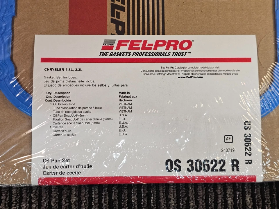 Fel-Pro OS 30622 R 发动机油盘垫片 适用于 2007 - 2011 吉普牧马人 — 第 2/4 张图片