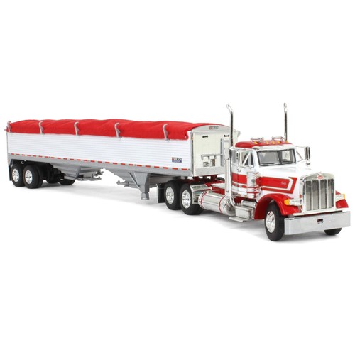 1/64 White Red Peterbilt 379 Day Cab w/White Wilson Grain Trailer DCP 60-1989 - Picture 2 of 5