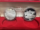Lot of Two 1 Troy Ounce .999 Silvert Rounds Upland Game & Water fowl Idaho comm