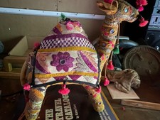 Vintage Indian Raj Camel Folk Art Embroidered Embroidered Handcrafted