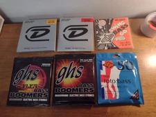 LOT OF 6 NEW NIP : ELECTRIC BASS STRINGS : ROTOSOUND DUNLOP GHS