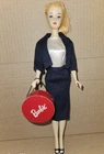 Vintage Barbie TM #3 htf Blue Eyeliner Commuter Set Pieces Hatbox Navy Shoes OSS