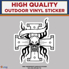 Skull With Cross, High Quality Die Cut Vinyl Stickers