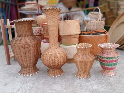 Thailand Flower Vases, Handmade Bamboo Wicker, for Home Decoration, Collectible - Picture 11 of 12